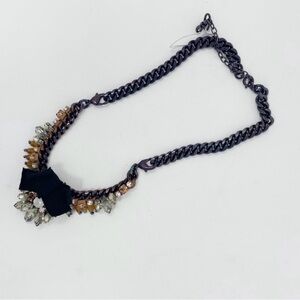 New CAbi Black and Brown Necklace with Silver Accents